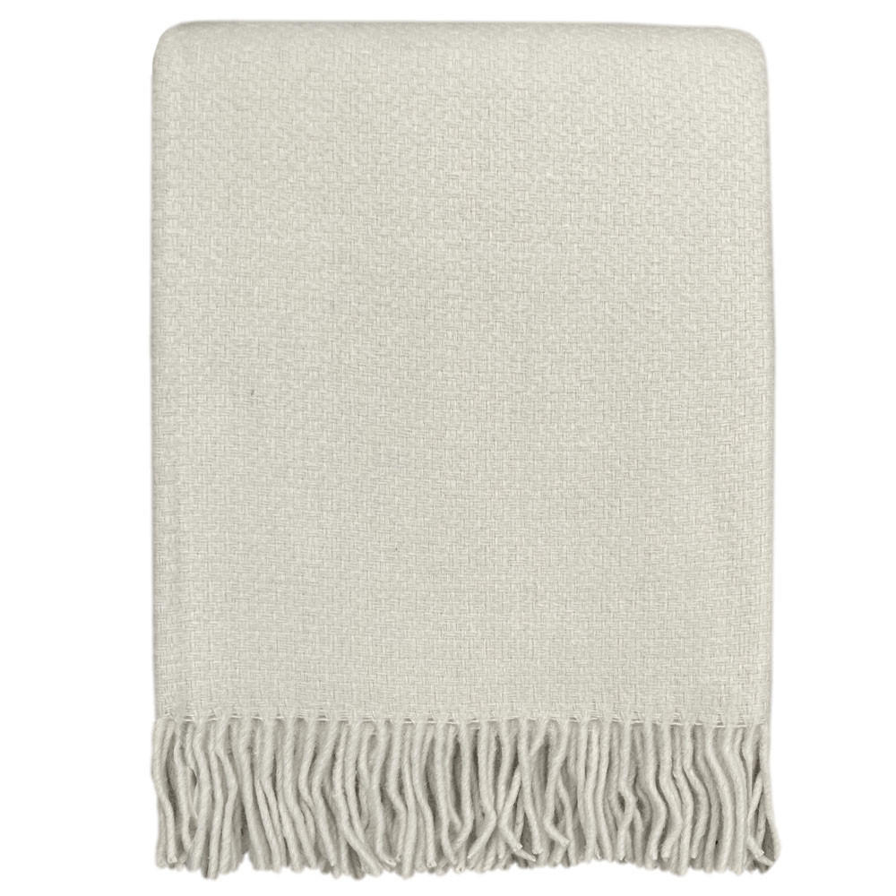 WOLLDECKE recycelt mit weißer Struktur 131x170 - Weiß, Textil (131/170cm) - Malagoon