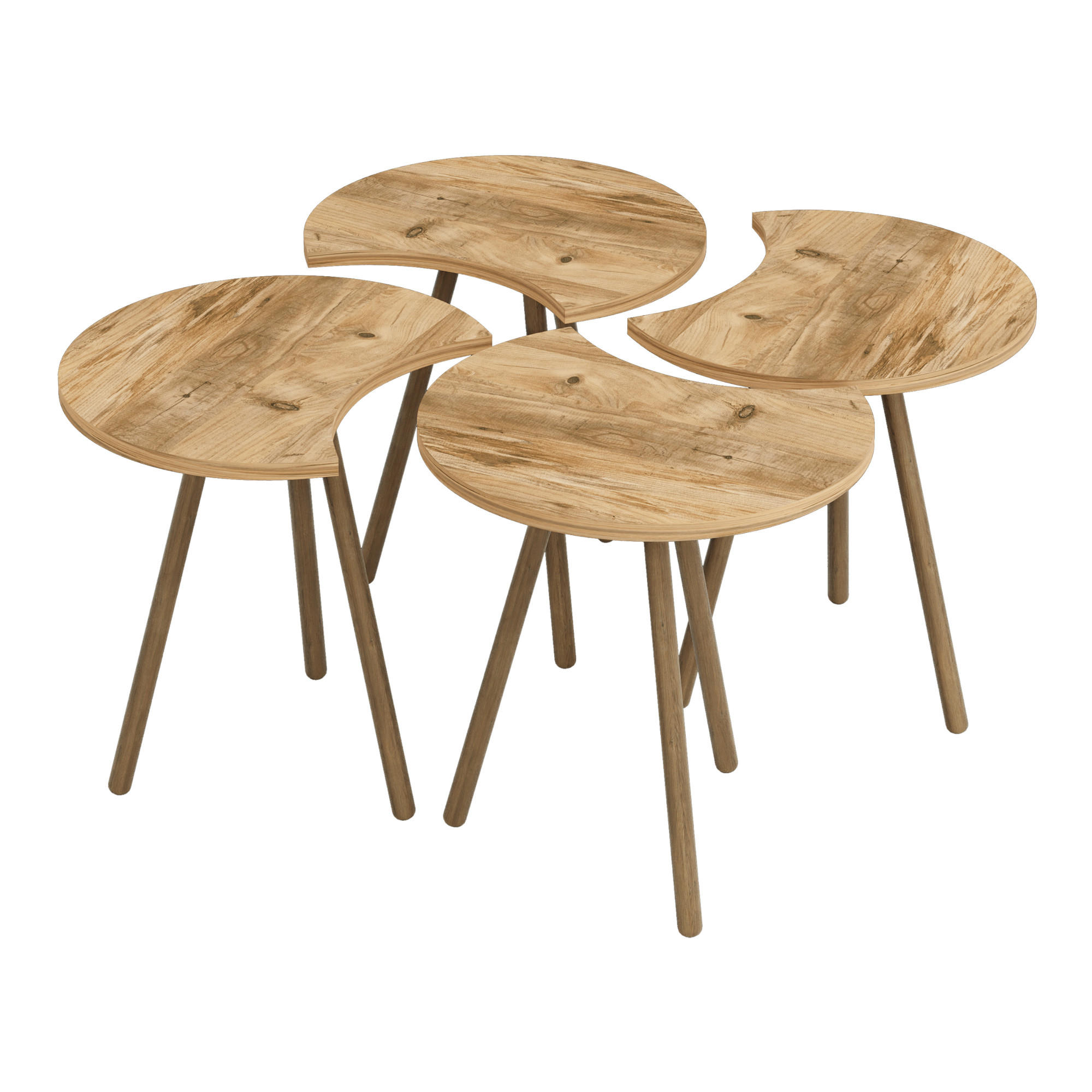 COUCHTISCH SET Højer 4-teilig 45/32/48 - Braun, Holzwerkstoff (32/45/48cm) - [en.casa]