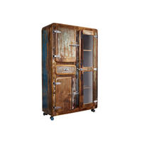 VITRINE Altholz 90x38x140 mehrfarbig lackiert FREEZY #34 - Multicolor, Holz (90/140/38cm) - Massivmoebel24