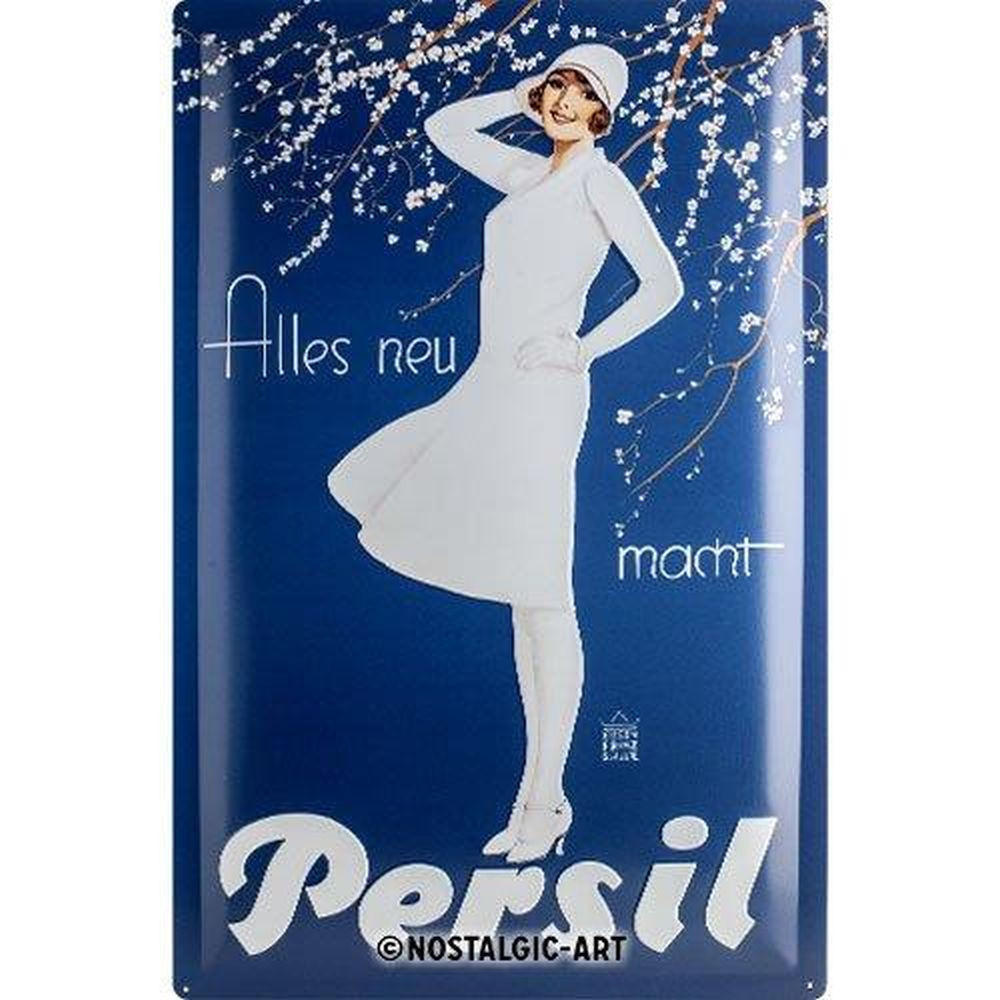 BLECHSCHILD 40/60 cm Persil Weiße Dame Blau - Multicolor, Metall (40/60/1cm) - Nostalgic-Art
