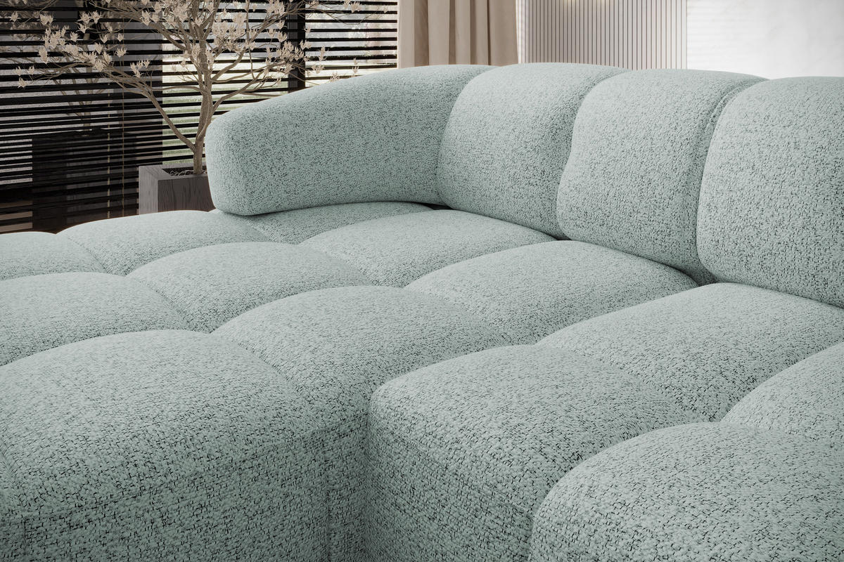 ECKSOFA Wesper S – Eckcouch mit Elektrischer Sitzverstellung, L-förmig, Freistehend, Relaxfunktion, 183x284x79 cm – Rechte, Minze - Hellgrün, Holz/Textil (284/113cm) - DomoHome