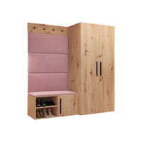 GARDEROBEN-SET Medi I - Hellrosa/Schwarz, Holzwerkstoff/Kunststoff (80/191/50cm) - MIRJAN24