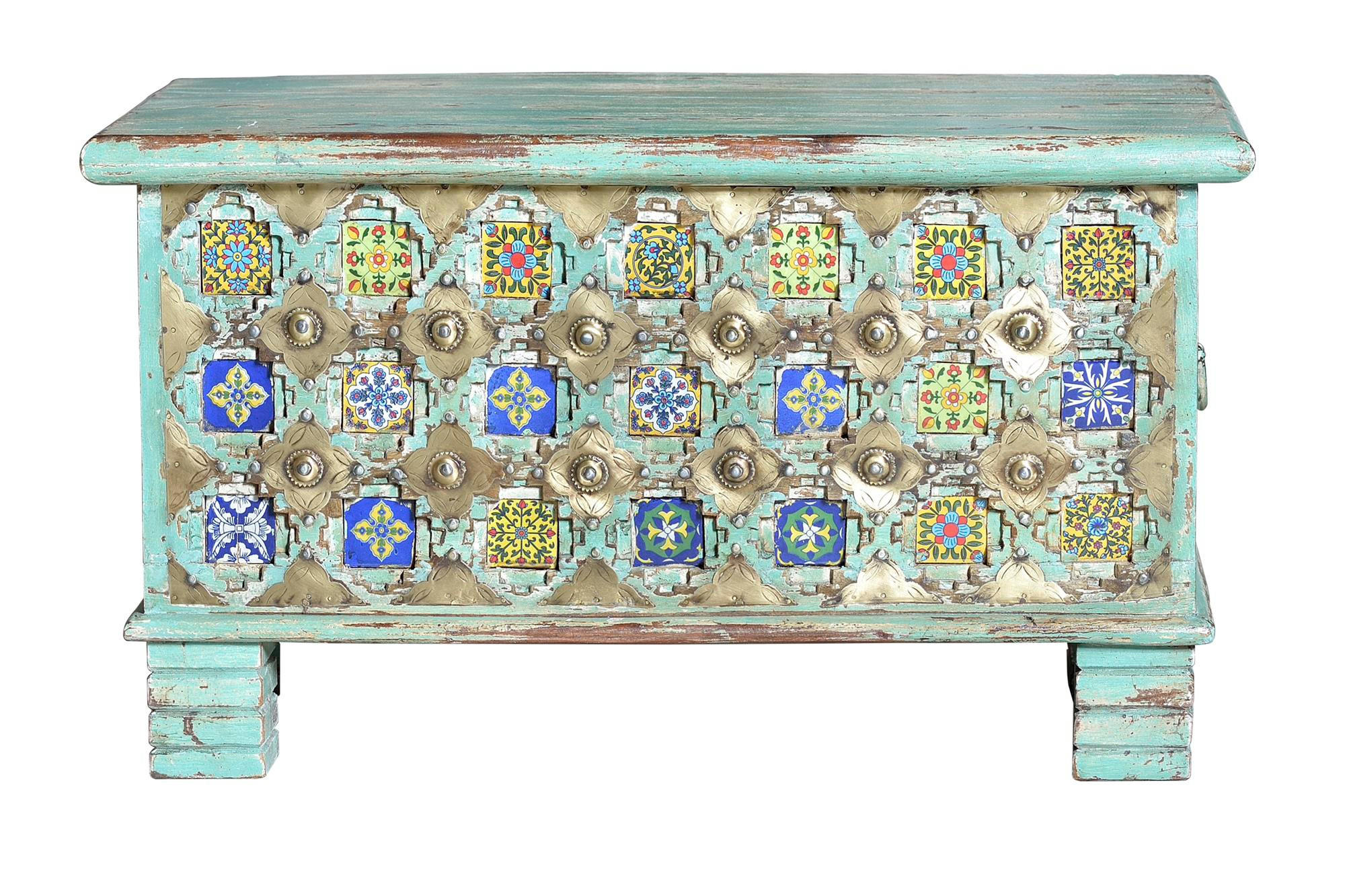 Giner y Colomer Truhe Blau 80x45x40 cm