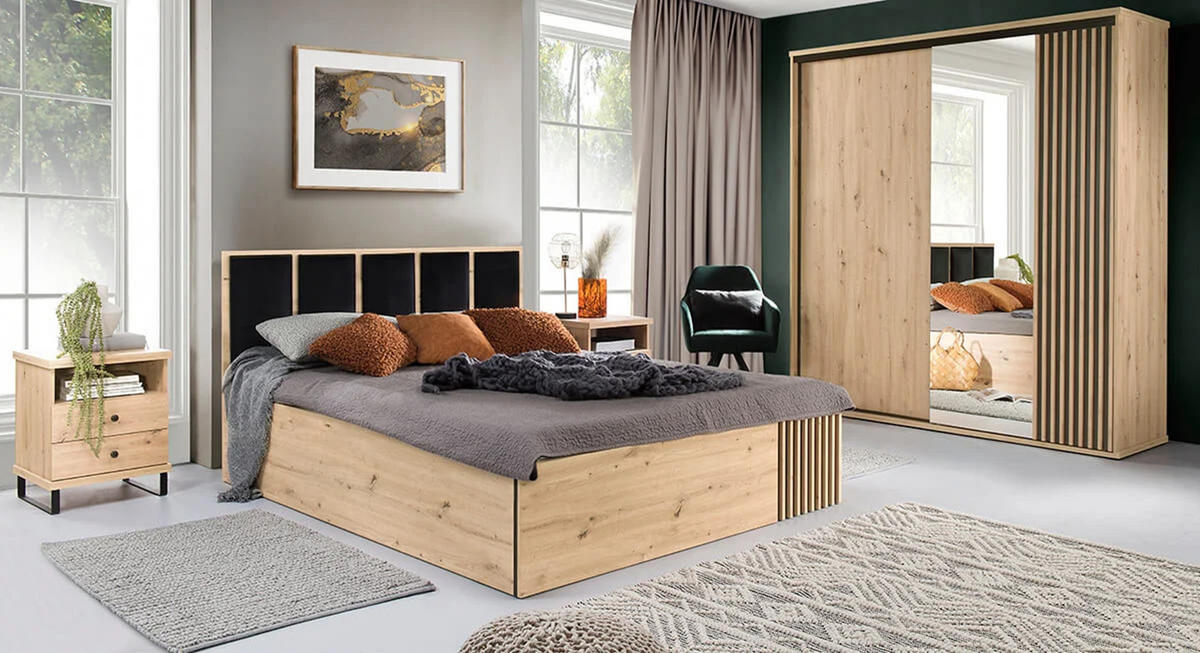 BETT CALI C-16 - Eiche Artisan, Holzwerkstoff - Meblini