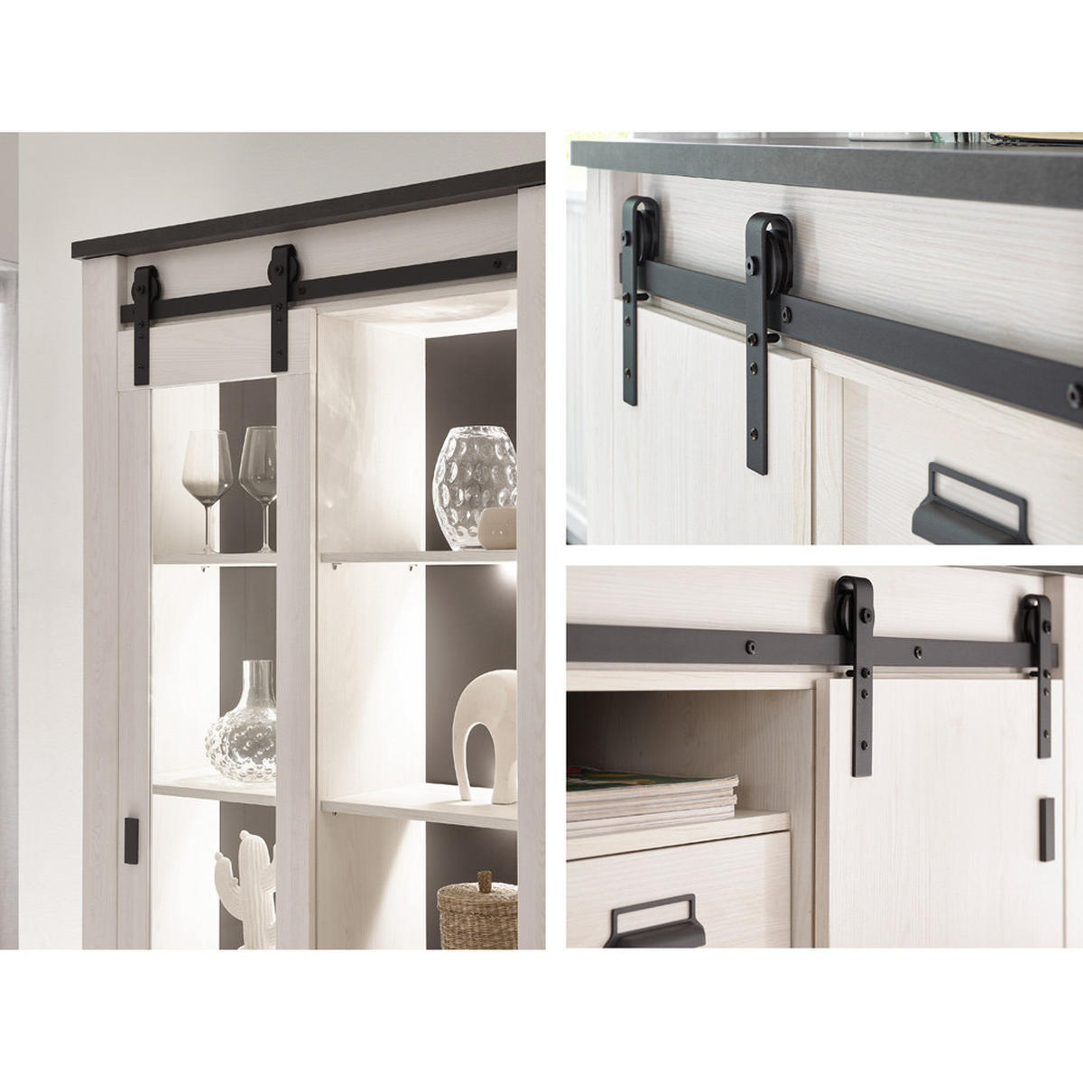 WOHNZIMMER-SET 6-TLG. Shelton-61 - Weiß, Holzwerkstoff (570/201/43cm) - Lomado