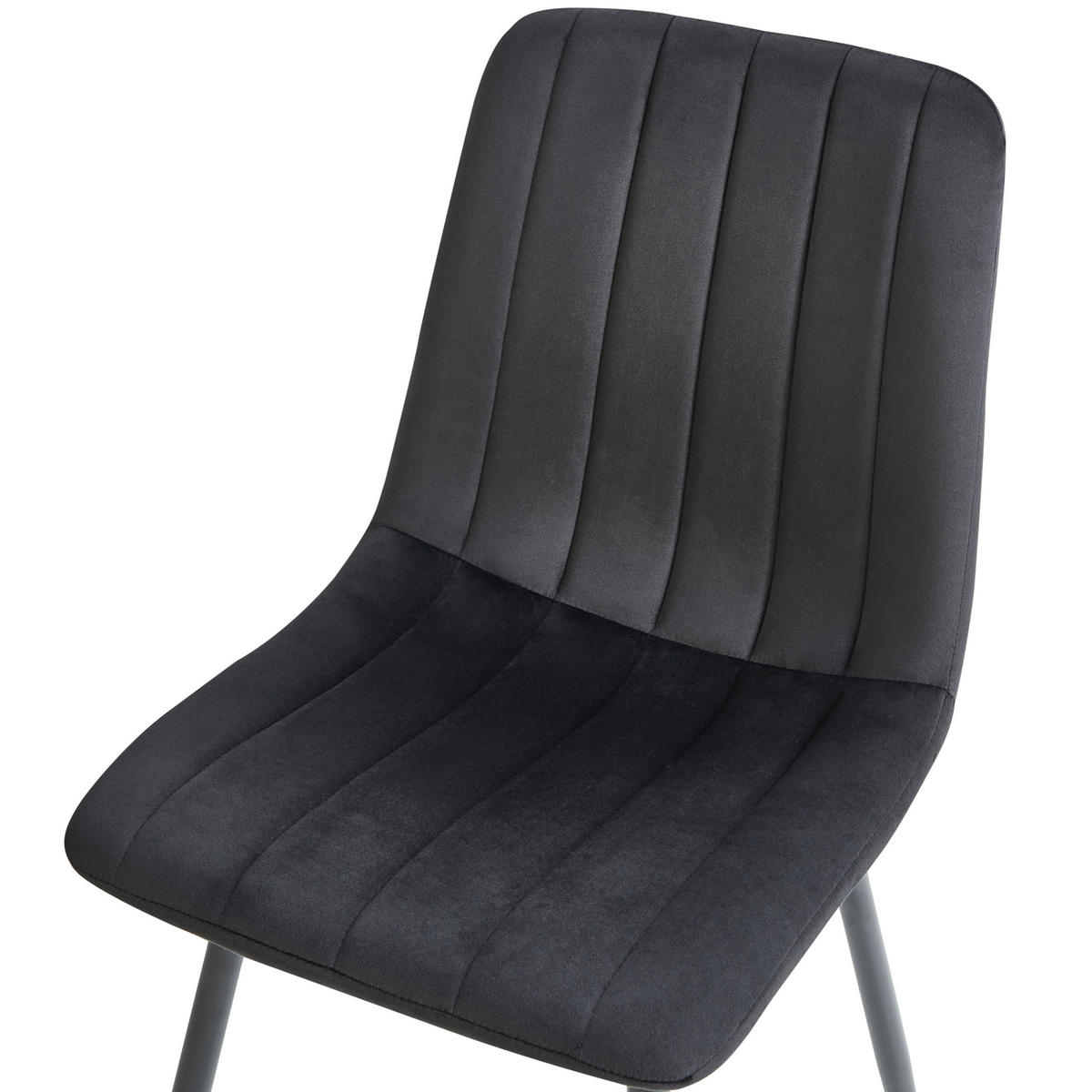 ESSZIMMERSTUHL 4er-Set Samtstoff Schwarz Kalispell - Schwarz, Textil (45/88/62cm) - Beliani