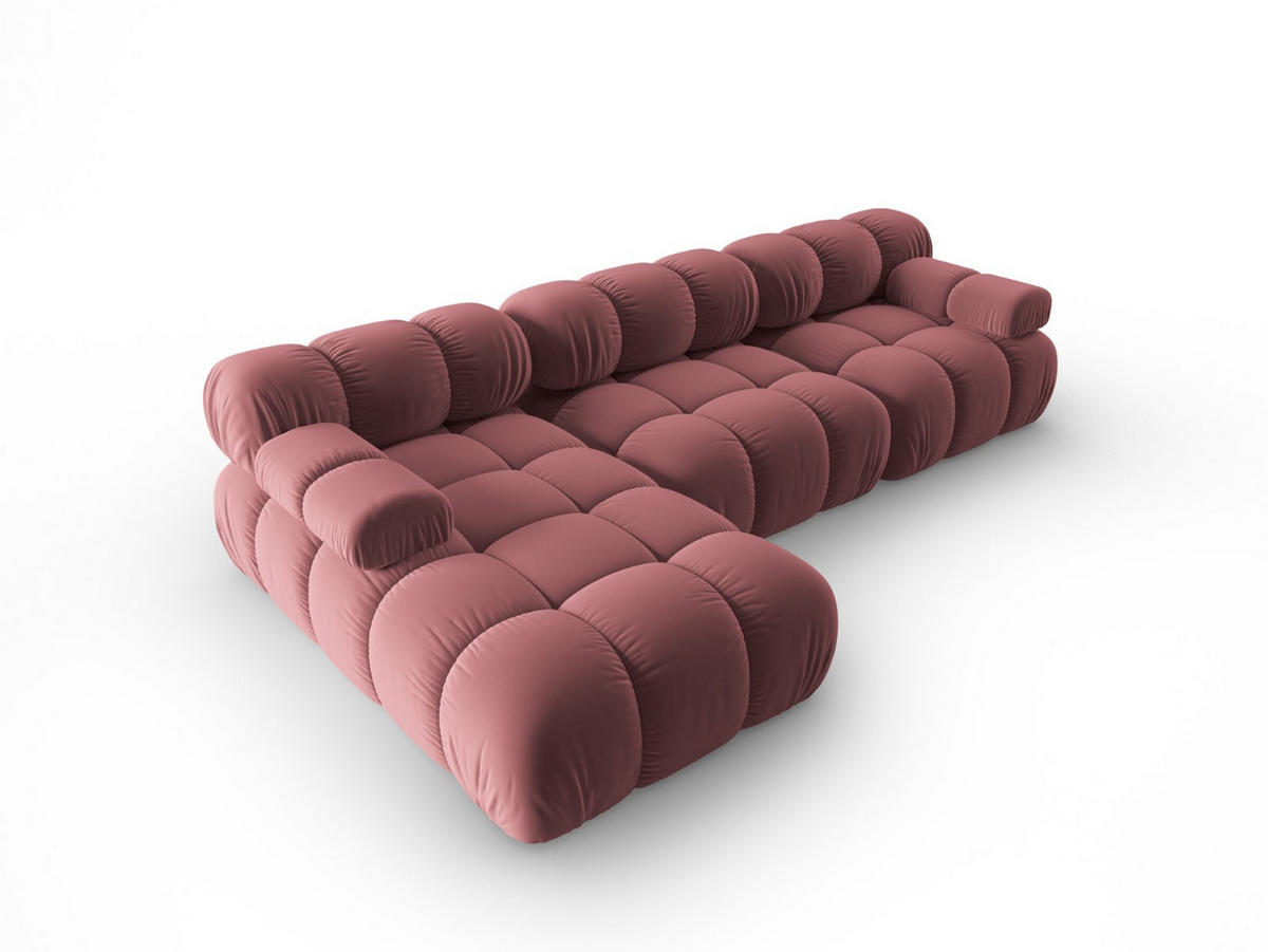 MODULARES-ECKSOFA links Bellis aus Samt rosa 4 Sitzplätze - Pink, Textil (122/285cm) - Micadoni