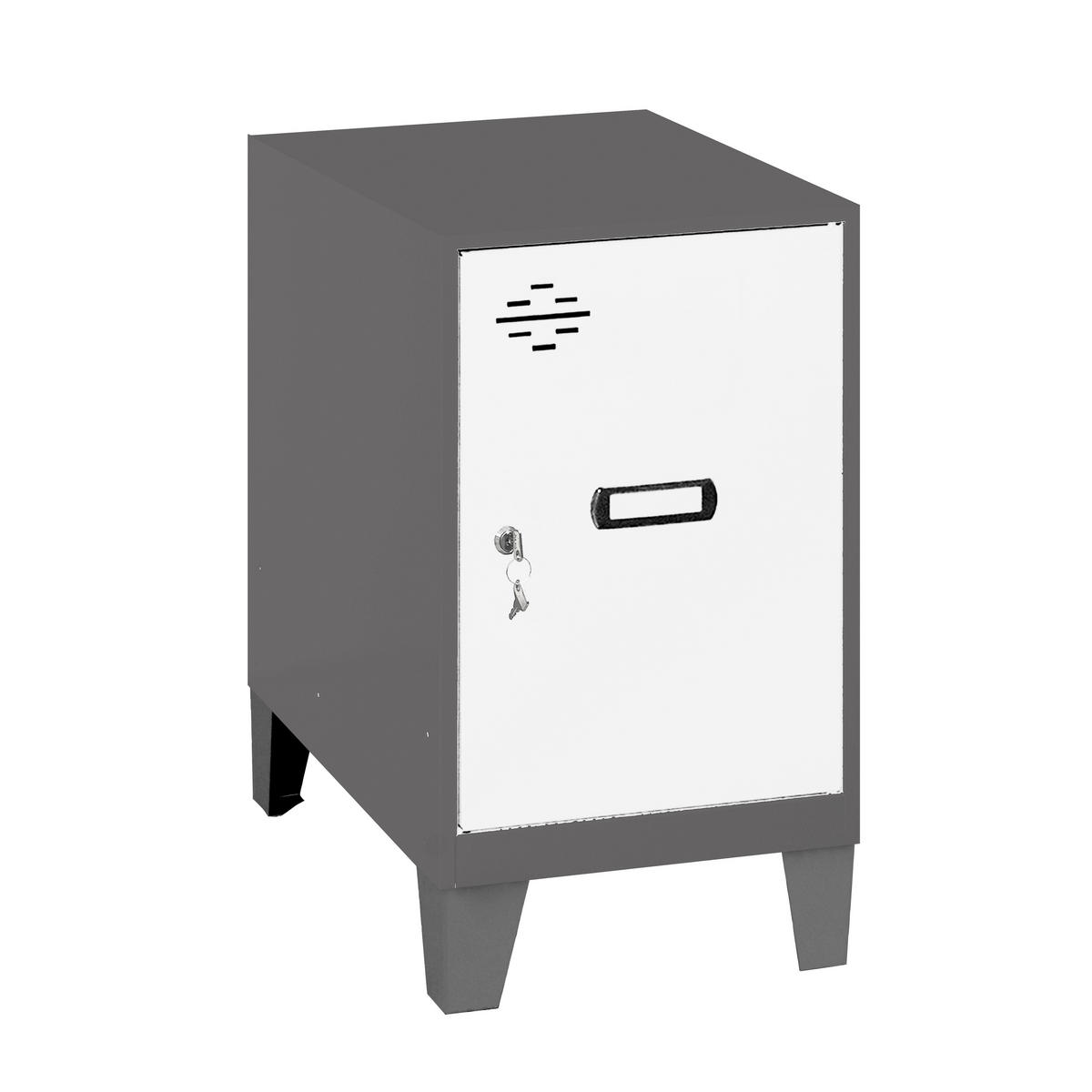 SCHLIESSFACHWÜRFEL Amego HxBxT 57,5x40x50 cm Mit Standfüße Weiß-Anthrazit Spind - Weiß, Metall (40/57.5/50cm) - PROREGAL