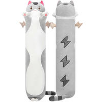 PLÜSCHKISSEN Katze Grau 90 cm - Grau, Textil (1/1cm)