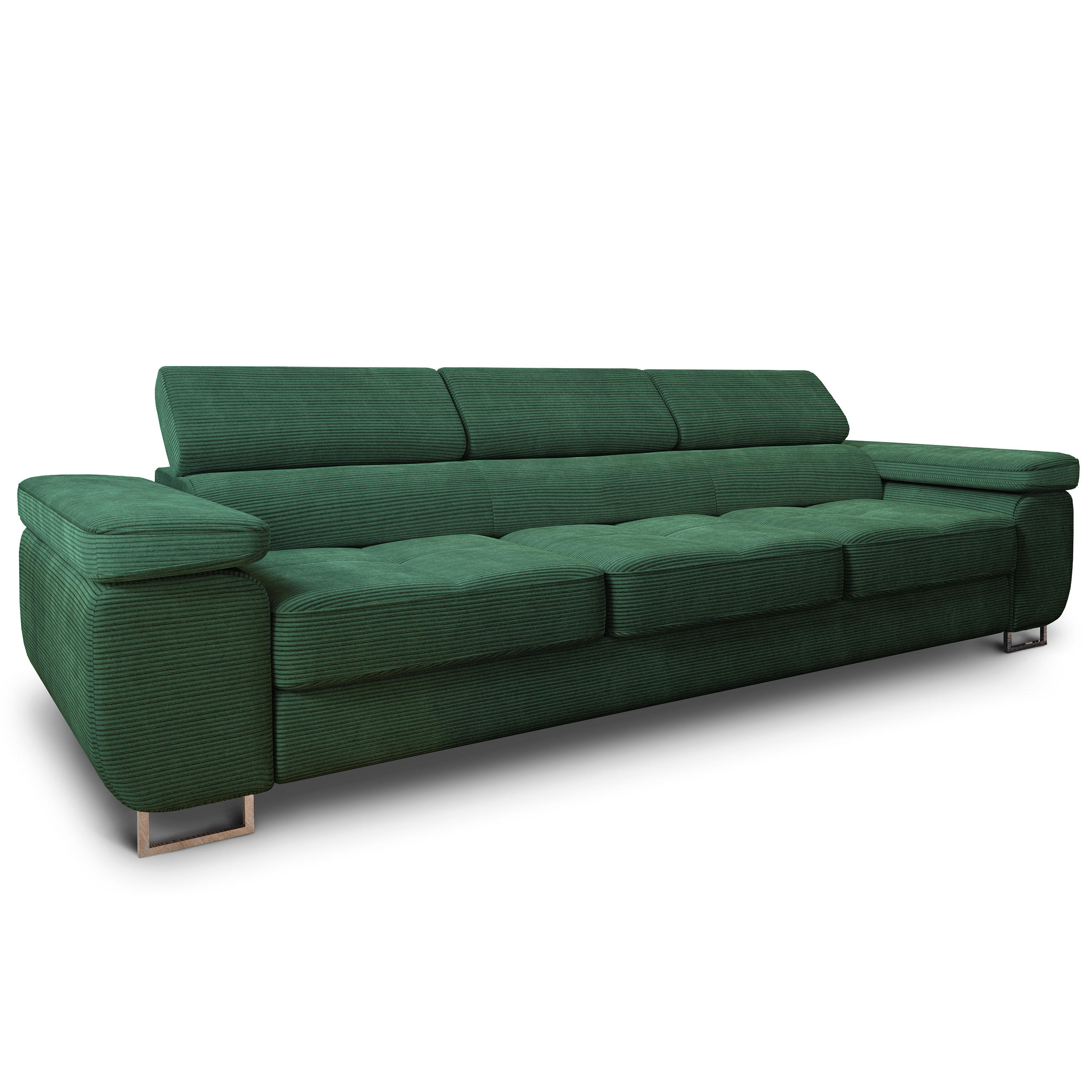 BETTSOFA MOSINE Grün Kordstoff mit Schlaffunktion - Grün, Textil (281/87/98cm) - MASSENO