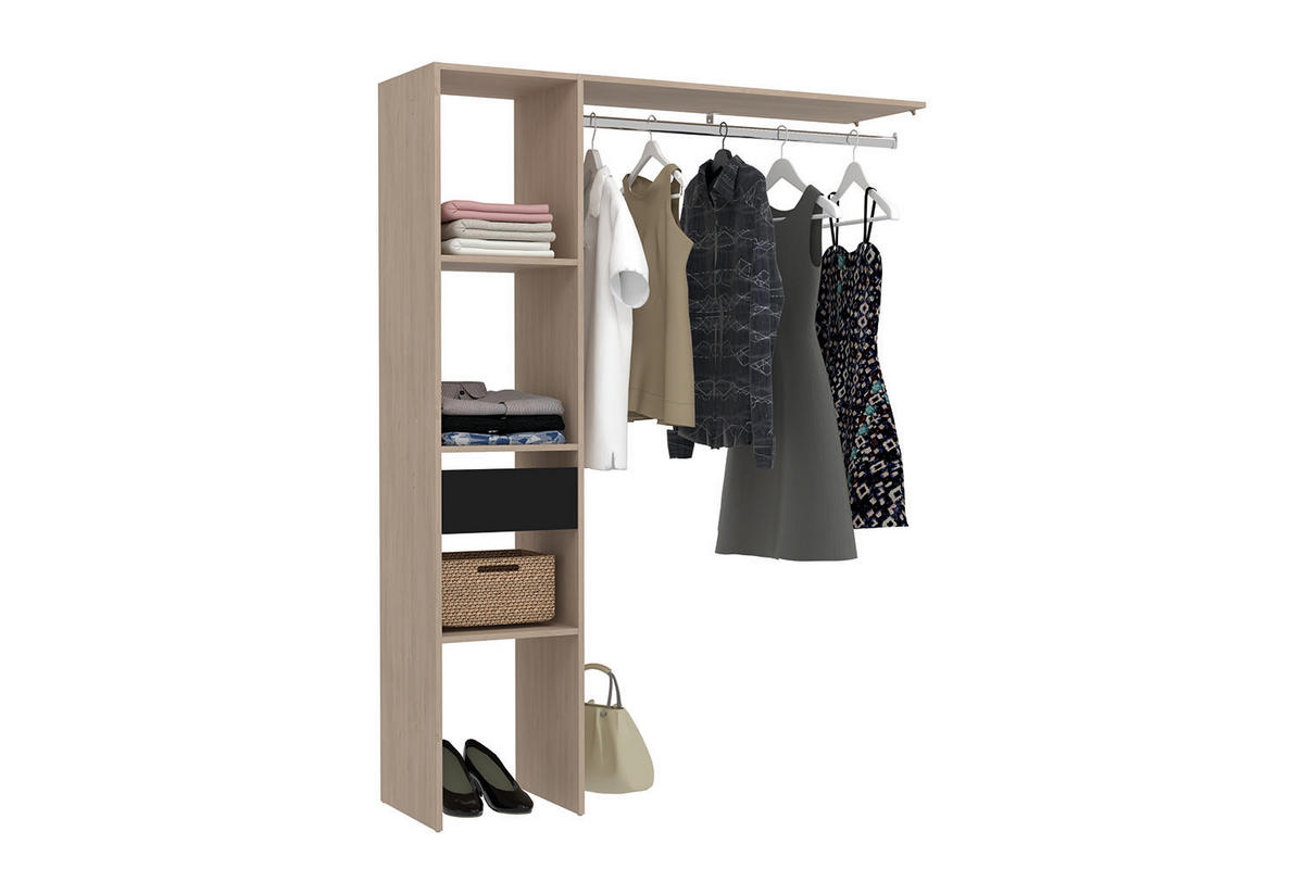 ANKLEIDEZIMMER Elysee Braun 138 x 40 x 180 cm - Braun, Holzwerkstoff (40/180/138cm) - Concept Usine