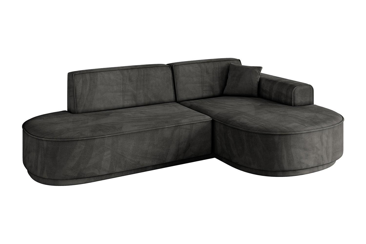 ECKSOFA Ottomane Rechts MARI-L1-v3 - 232x163x81 cm Dunkelgrau Velours - Dunkelgrau/Schwarz, Holzwerkstoff/Kunststoff (232/163cm) - ALTDECOR