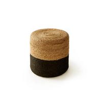 JUTE-POUF handgefertigt Jutta Hellbraun/Schwarz 40x40x40 cm - Hellbraun/Schwarz, Textil (40/40/40cm) - benuta Pure