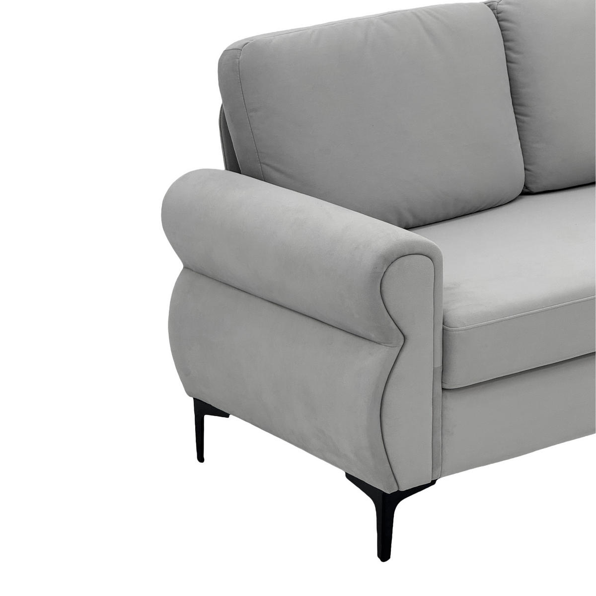 2-SITZER SOFA Polyester Hellgrau mit Abnehmbaren Bezügen - Hellgrau, Holzwerkstoff/Textil (173.5/92/81cm) - WISHDOR