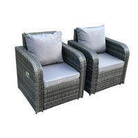 GARTENSTUHL Polyrattan 2-teilig - Dunkelgrau, Glas/Kunststoff (67/79/74cm) - Fimous