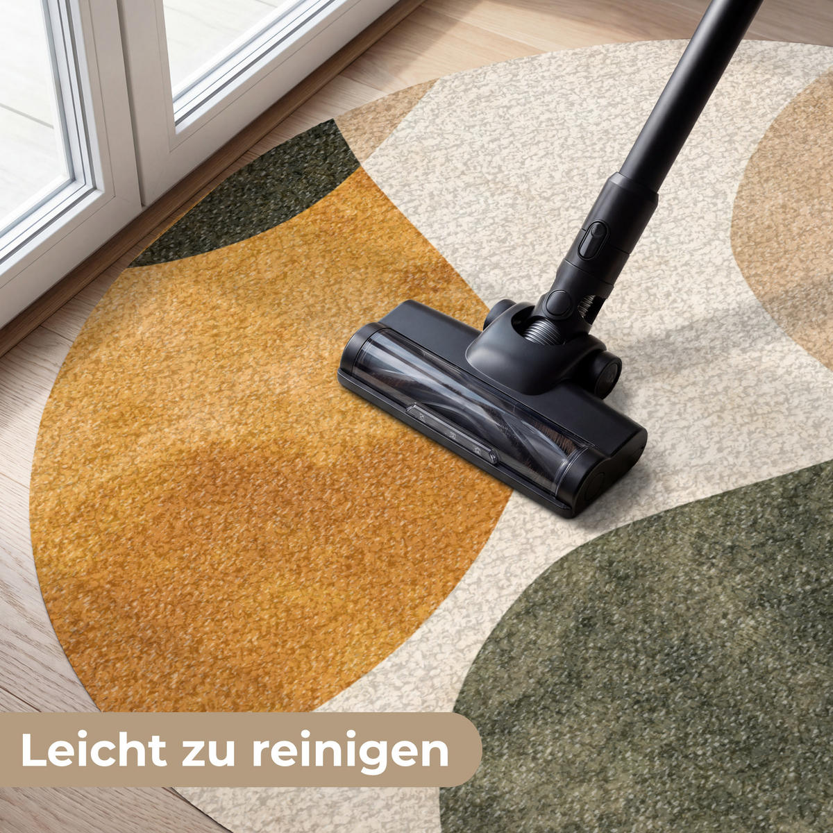 FUSSMATTE Formen - Ockergelb - Abstrakt Flurteppich 120x120 cm - Multicolor, Kunststoff (120/120cm) - MuchoWow