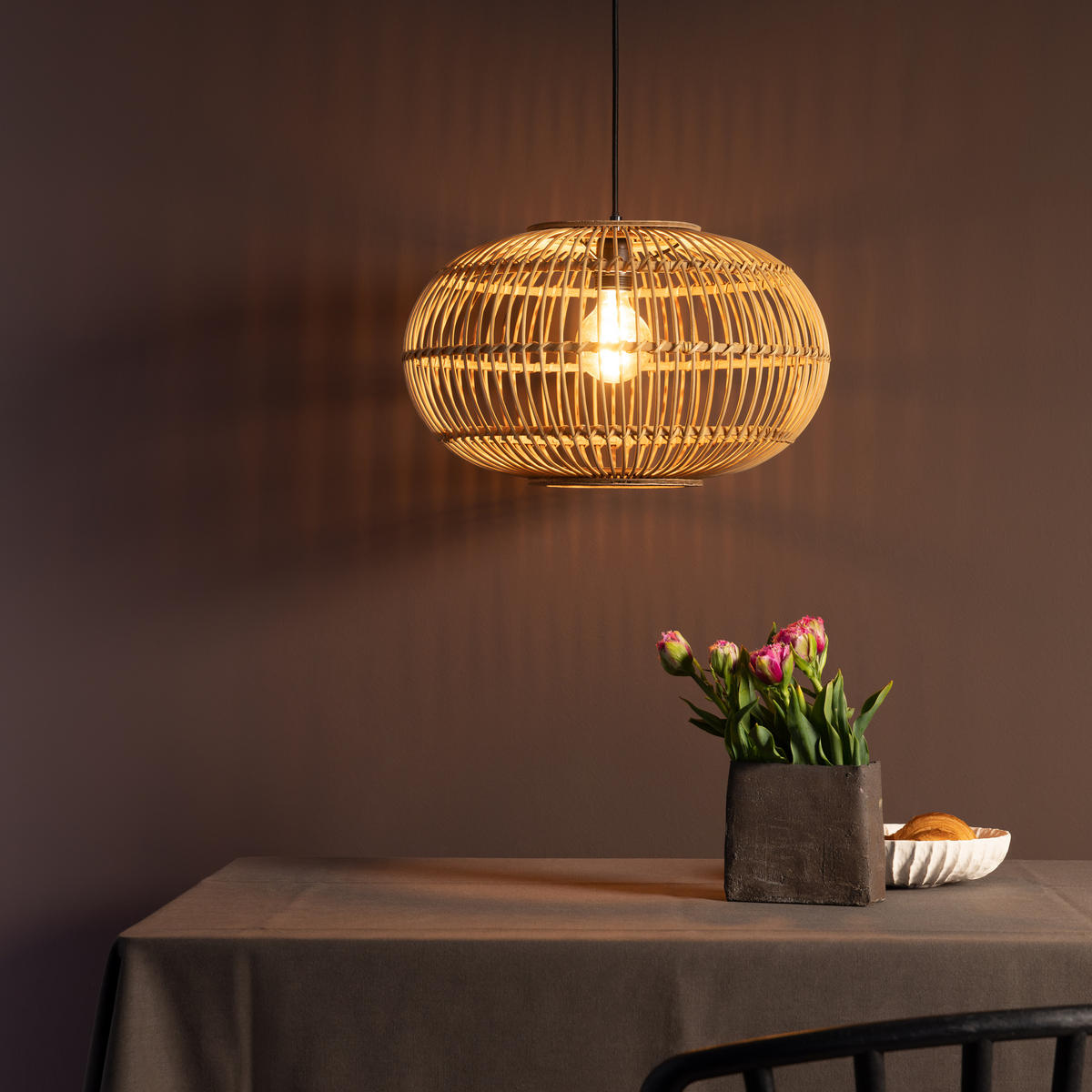 PENDELLEUCHTE Woodball 99883/06 - Schwarz, Metall (44.5/44.5/151cm) - Brilliant