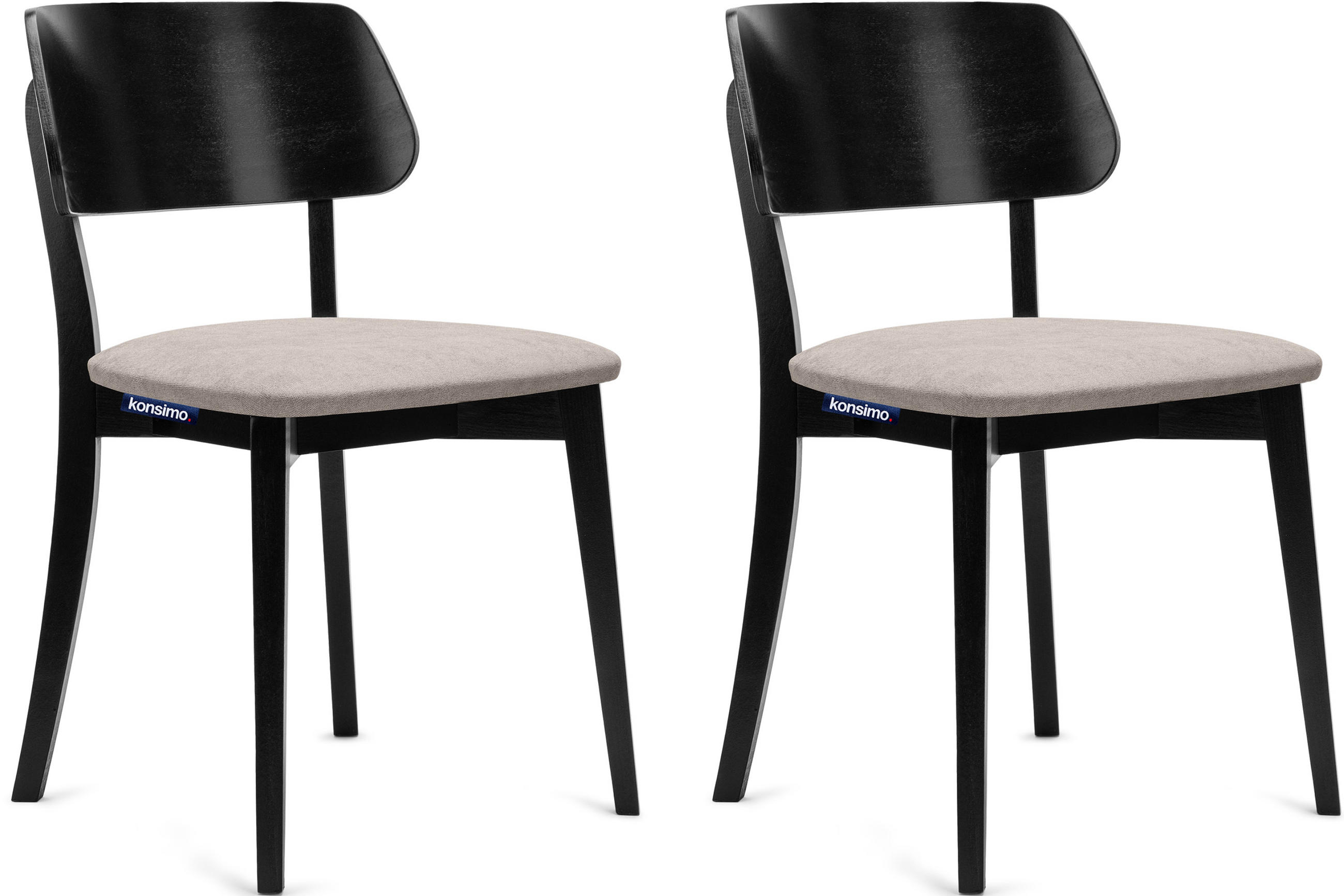 ESSZIMMERSTÜHLE VINIS (2er-Set), beige / schwarz - Beige/Schwarz, Holz/Buchenholz (47/81/45cm) - KONSIMO®