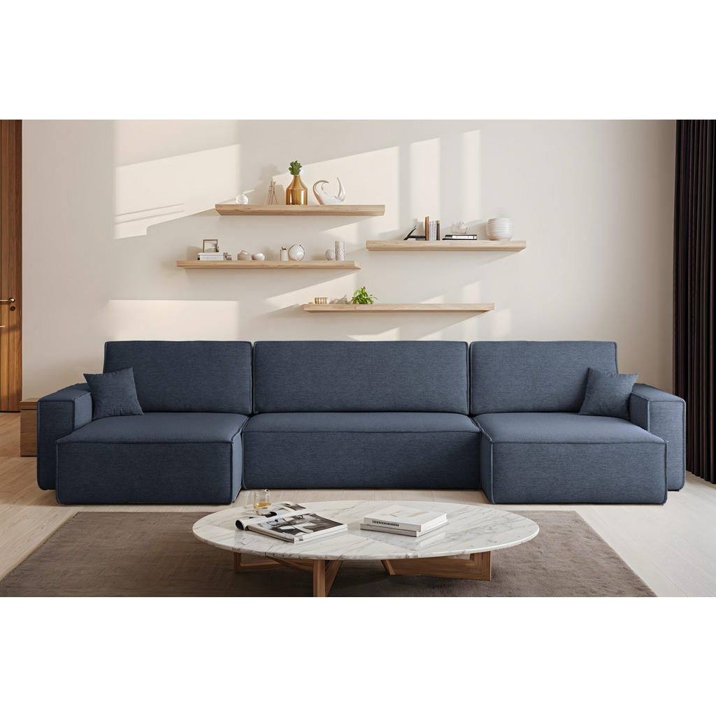Thumbnail - Kaiser Möbel Ecksofa, Dunkelblau, Holz, Füllung: Komfortschaum,Komfortschaum, 372x142 cm, Wohnzimmer, Sofas & Couches, W...