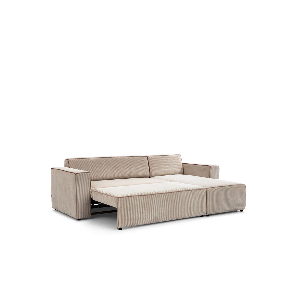 ECKSOFA Schlafsofa Waldo In Poso - Beige, Holzwerkstoff/Textil (260/173cm) - Fun Möbel