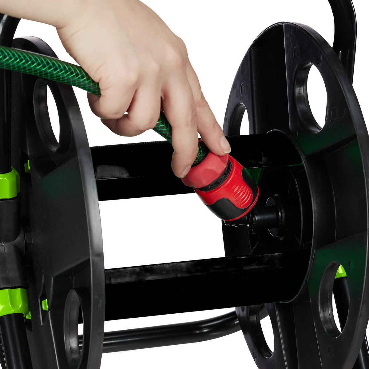 SCHLAUCHTROMMEL - Schwarz, Kunststoff/Metall (42/38/31cm) - Relaxdays