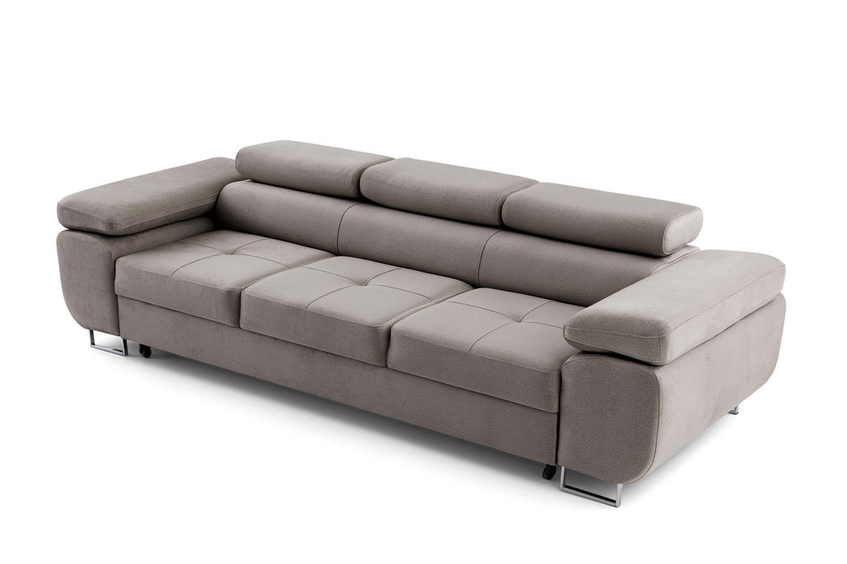 3-SITZER-SOFA WILD Hellgrau - Chromfarben/Hellgrau, Holz/Textil (262/90/102cm) - Muffo