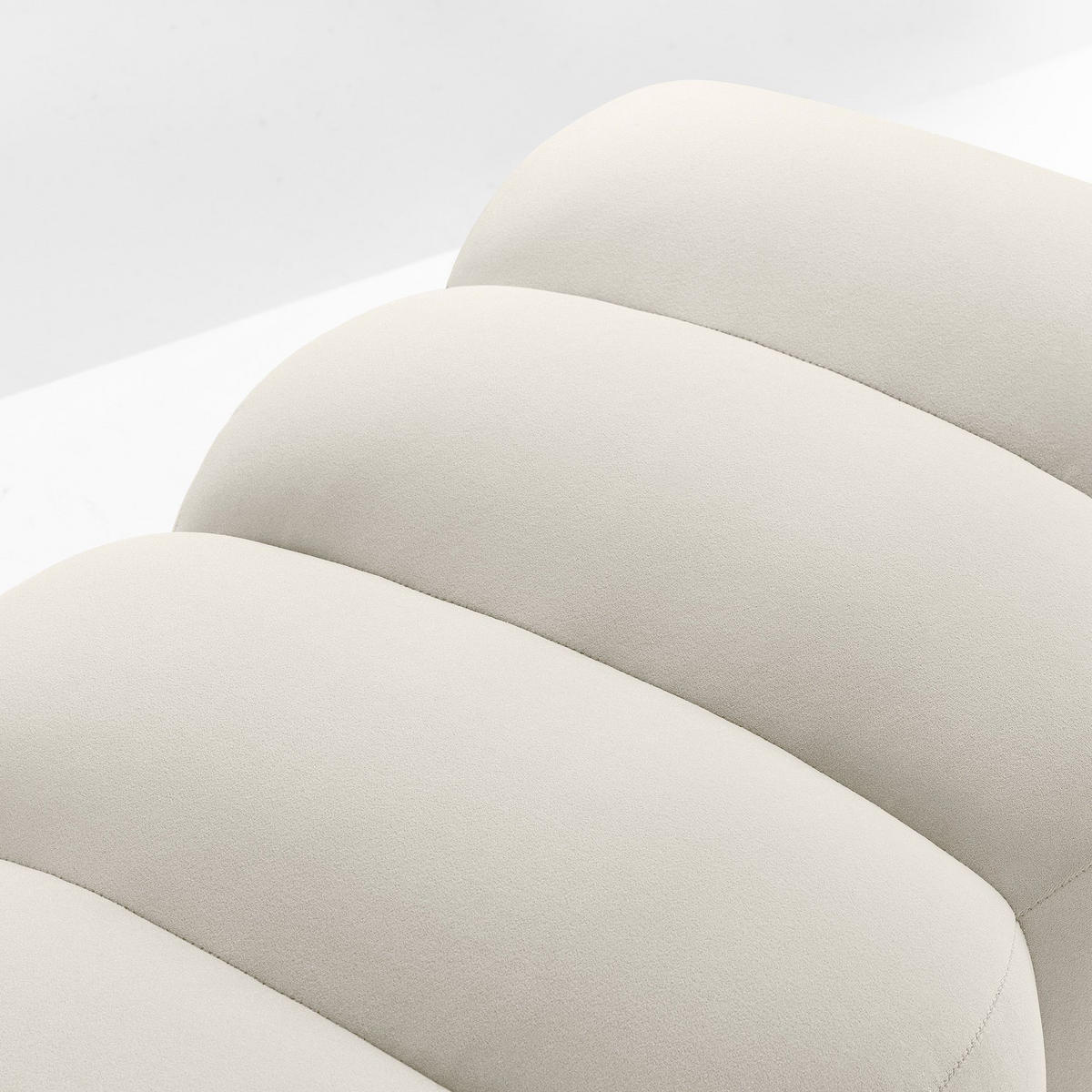 SITZHOCKER Polsterhocker PECCO, Veloursstoff - Creme/Schwarz, Holz/Textil (120/50/50cm) - KONSIMO®