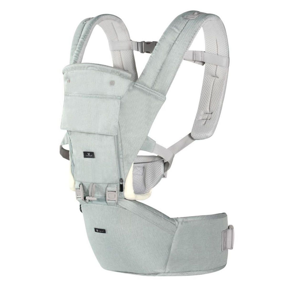 BABYTRAGE Ivy grün Bauchtrage, Rückentrage, Hüftgurt, Mesh-Innenseite, Kopfstütze, 15 kg - Grün, Textil (44/58/32cm) - Cangaroo