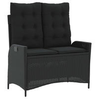GARTENBANK Verstellbar mit Kissen Schwarz Poly Rattan - Schwarz, Kunststoff (104/93/59cm) - furnicato