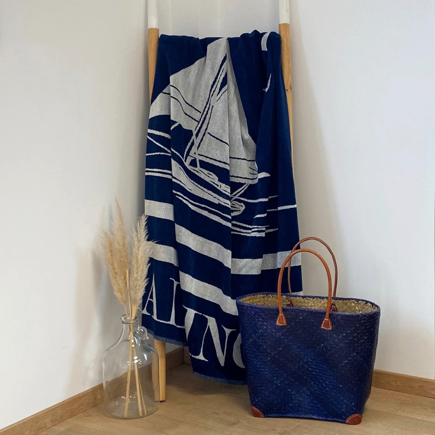 STRANDTUCH Frottee Velours Jacquard Oceanside 140x180 400g/m² - Blau, Textil (140/180cm) - LE COMPTOIR DE LA PLAGE