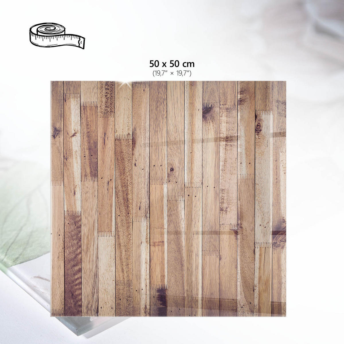 TISCHPLATTE 50x50 cm – Holzpaneele - Grau, Glas (50/50/0.4cm) - Wallfluent