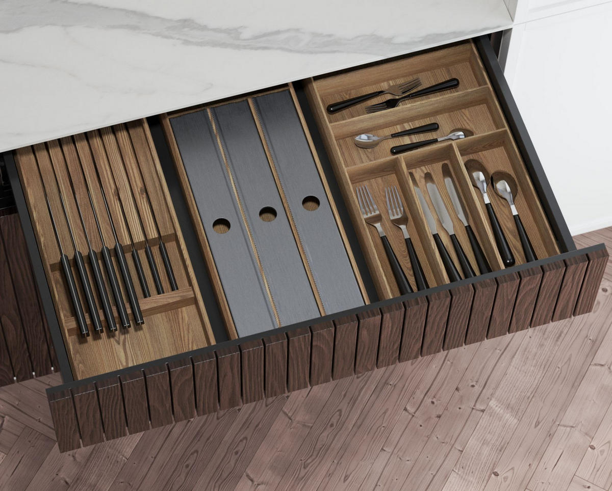 SCHUBLADENEINSATZ Holz, Zusatzfach Schublade 10x47,2x5cm, Eiche - Eichefarben, Holz (10/5/47.2cm)