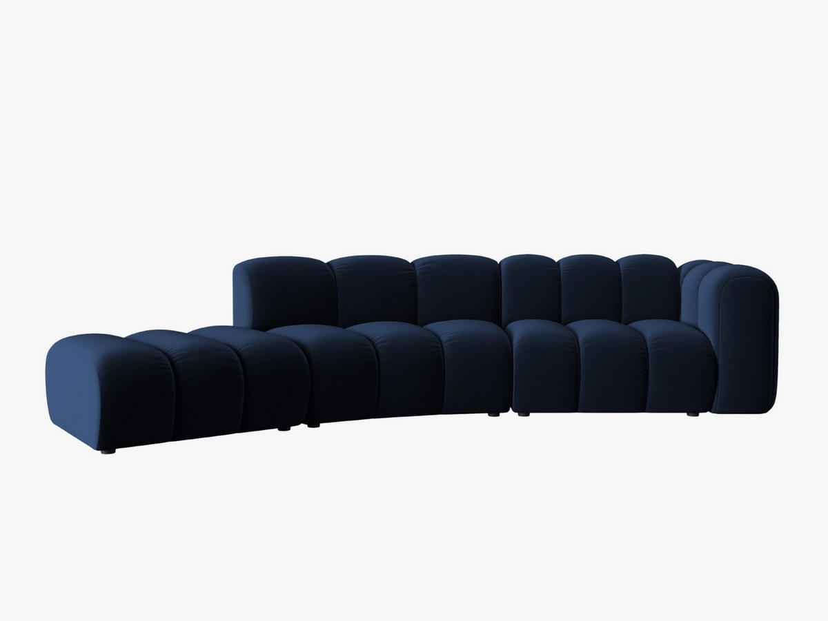SOFA modular links Lupine aus Samt königsblau 5 Sitzplätze - Dunkelblau, Textil (166/70/335cm) - Micadoni