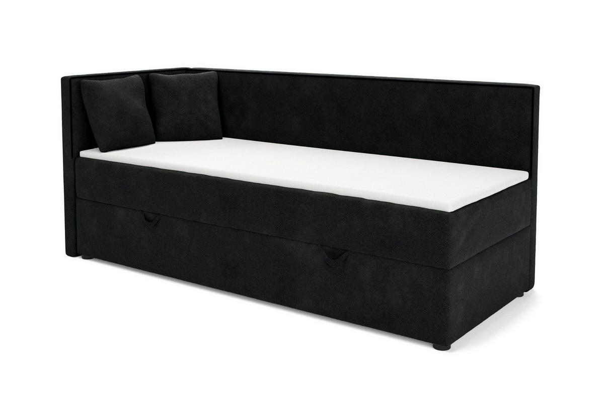 BOXBETT GINA 90/200 in Boucle Schwarz H3 - Schwarz, Holz/Holzwerkstoff (90/200cm) - Deine Möbel 24