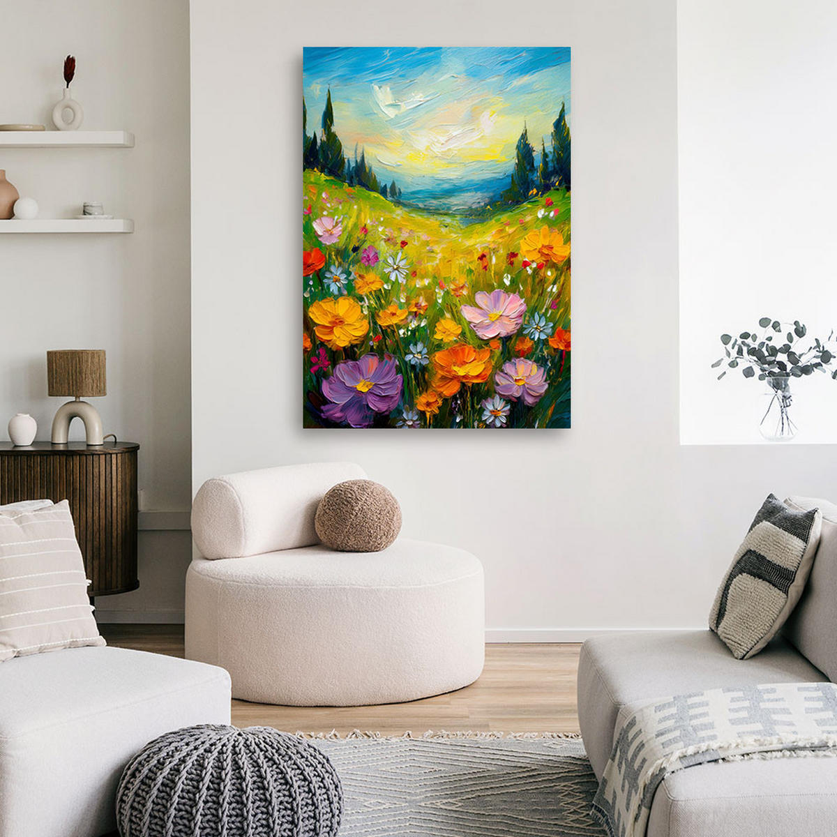 WANDBILD wiesenblumen landschaft natur - Multicolor, Textil (40/60cm) - Feeby