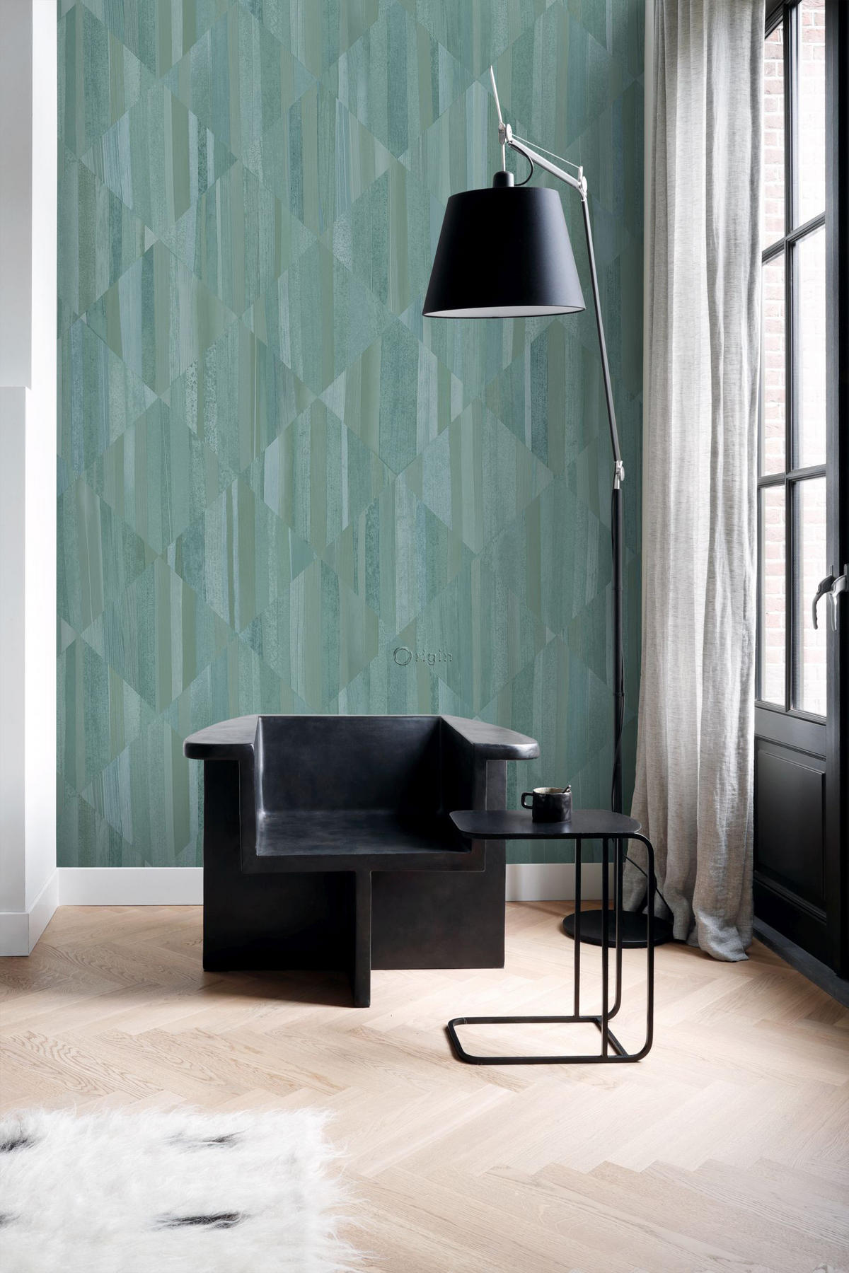 FOTOTAPETE 3D Holzoptik 150 x 279 cm - Grün, Papier (150/279cm) - Origin Wallcoverings