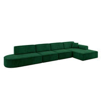 ECKSOFA Ottomane Rechts IREA-L3-v3 - 413x171x79 cm Grün - Grün, Holzwerkstoff/Textil (171/413cm) - ALTDECOR