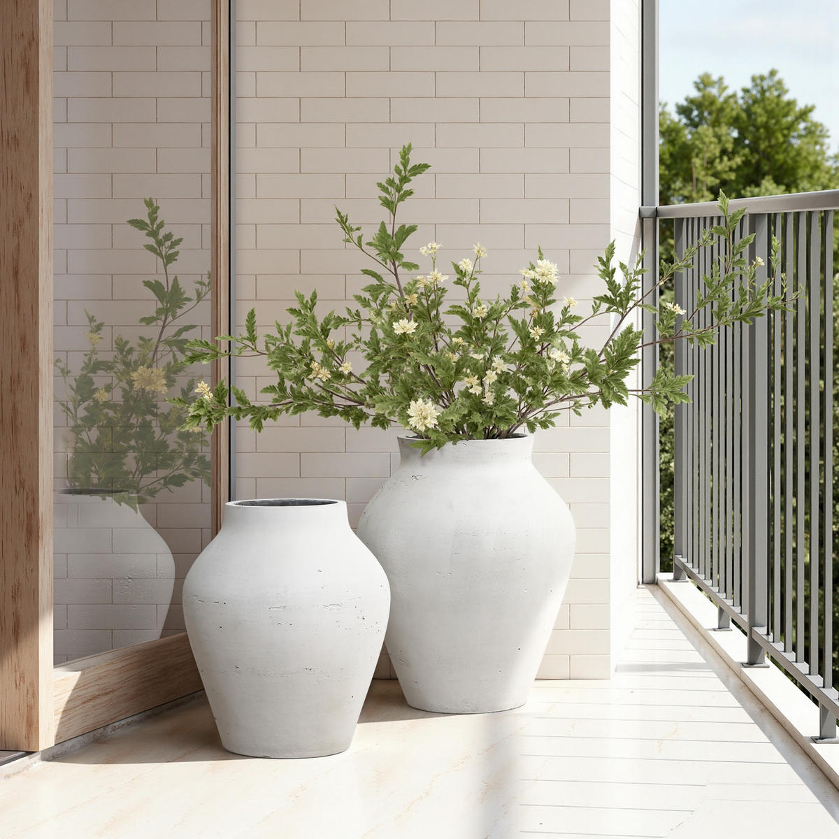 VASE Alba, 40 cm Hoch - Weiß, Naturmaterialien (40cm) - Hometopia