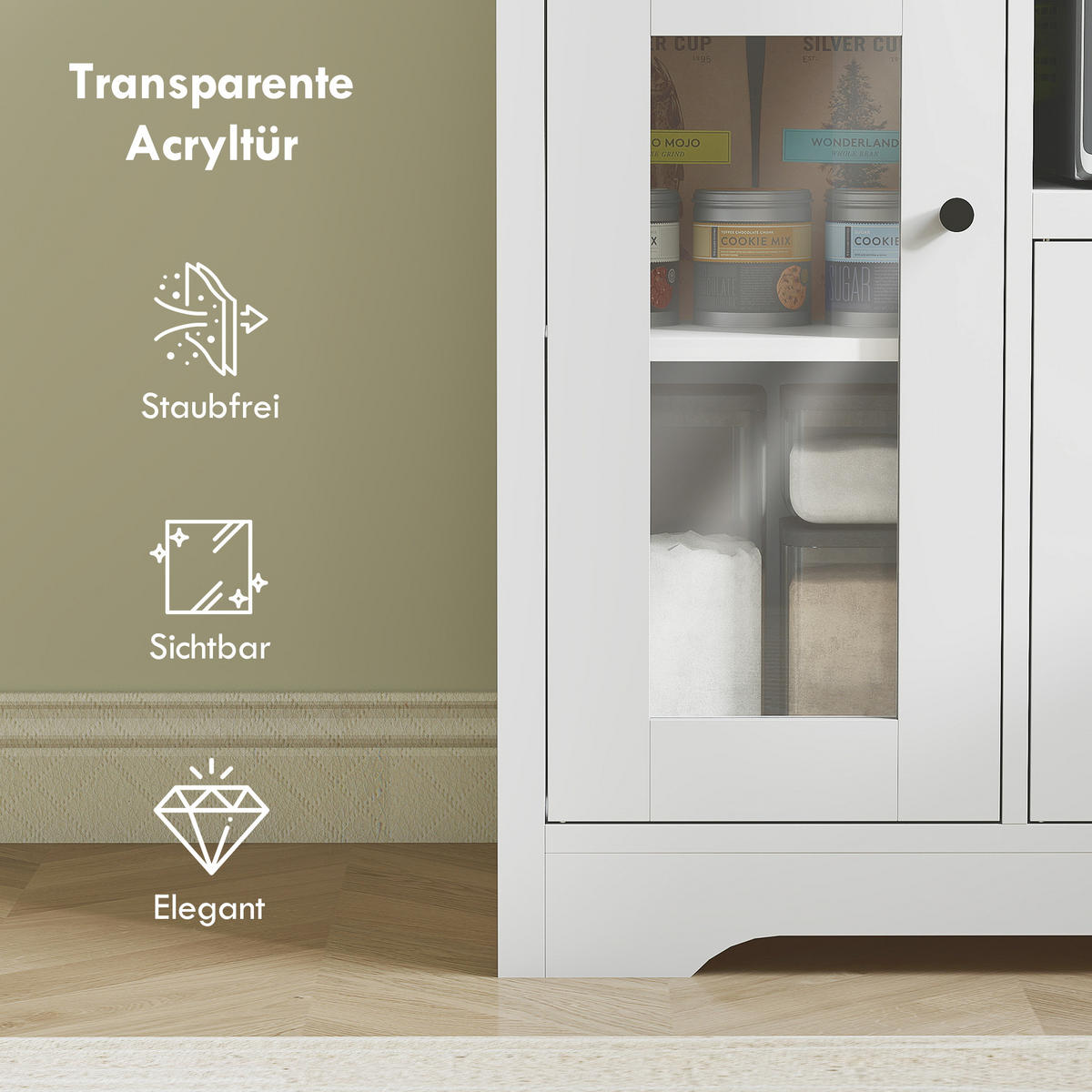 KÜCHENSCHRANK Sideboard mit Mikrowellenregal, 3 Türen, Schublade, Weiß - Weiß, Holzwerkstoff (35/72.2/80cm) - HOMCOM