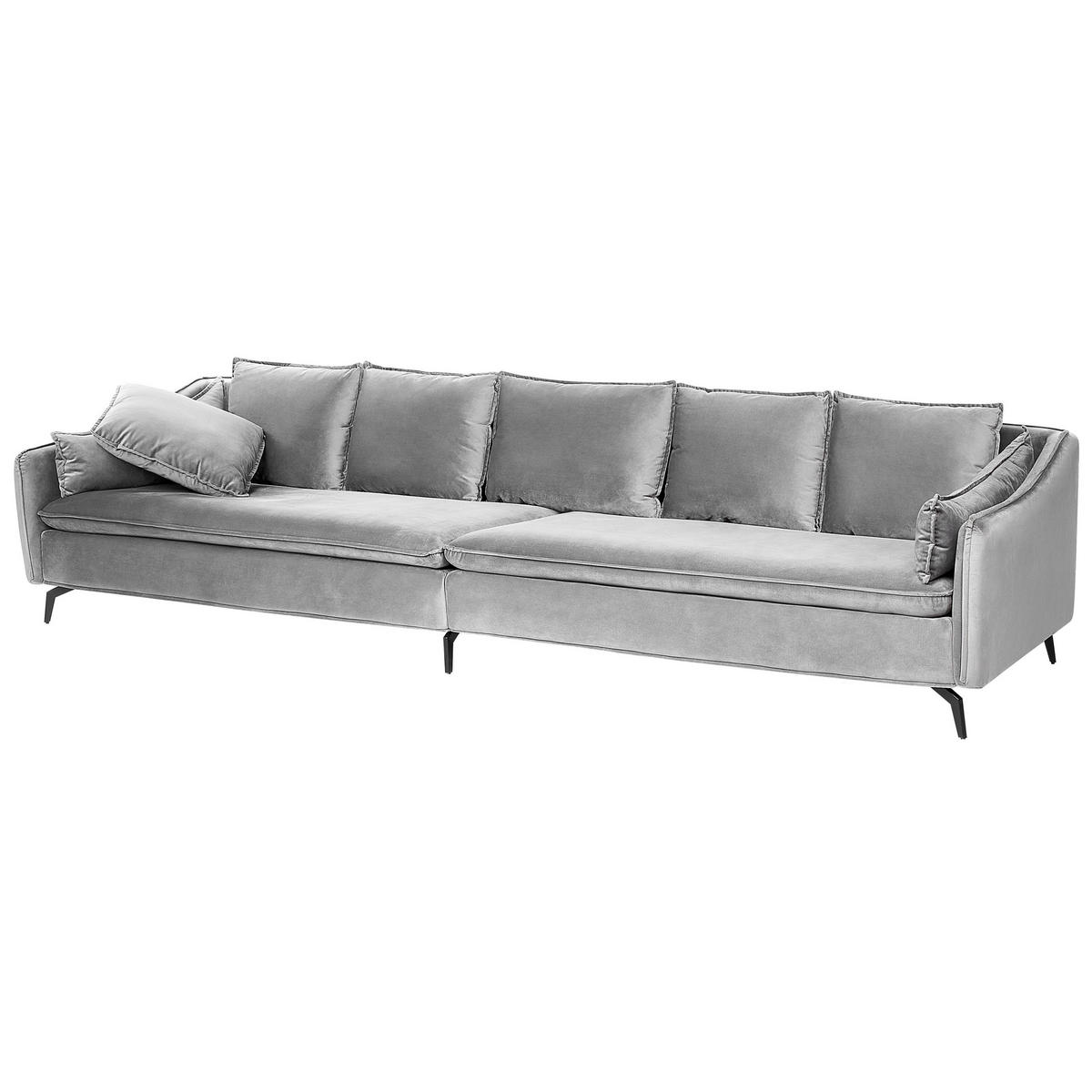 4-SITZER-SOFA Samtstoff Hellgrau Aure - Hellgrau, Textil (342/77/106cm) - Beliani