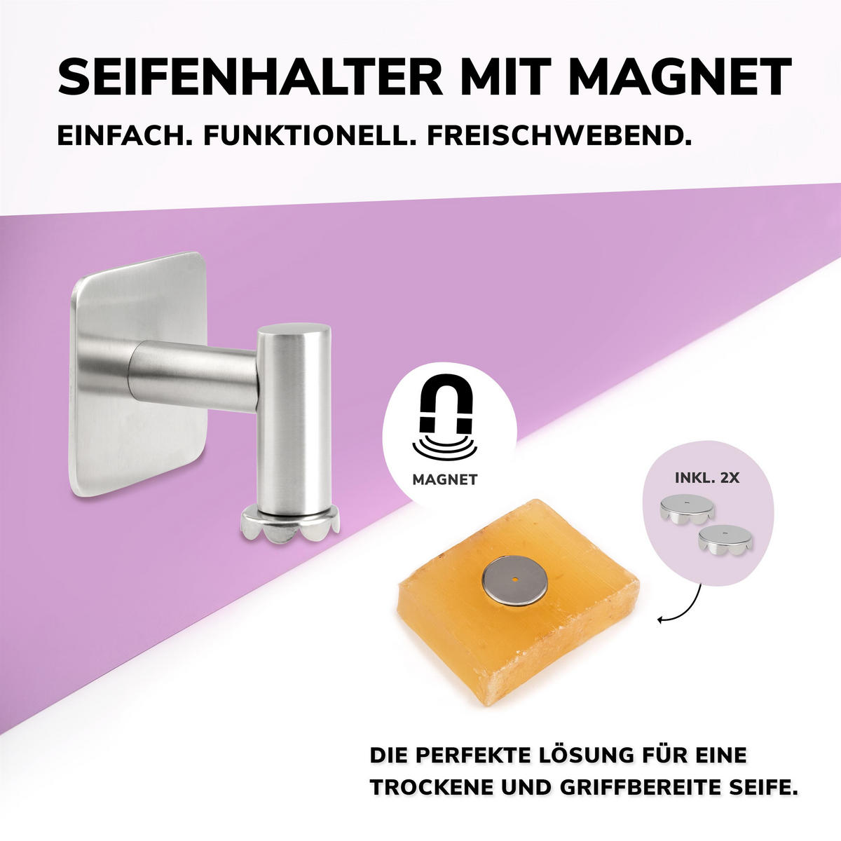 SEIFENHALTER, silber - Edelstahlfarben, Metall (5.7/5.7/6cm) - bremermann