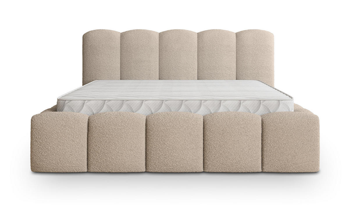 POLSTERBETT FALINA Q 200x200 cm mit Bettkästen - Beige - Beige, Holz/Textil - MASSENO