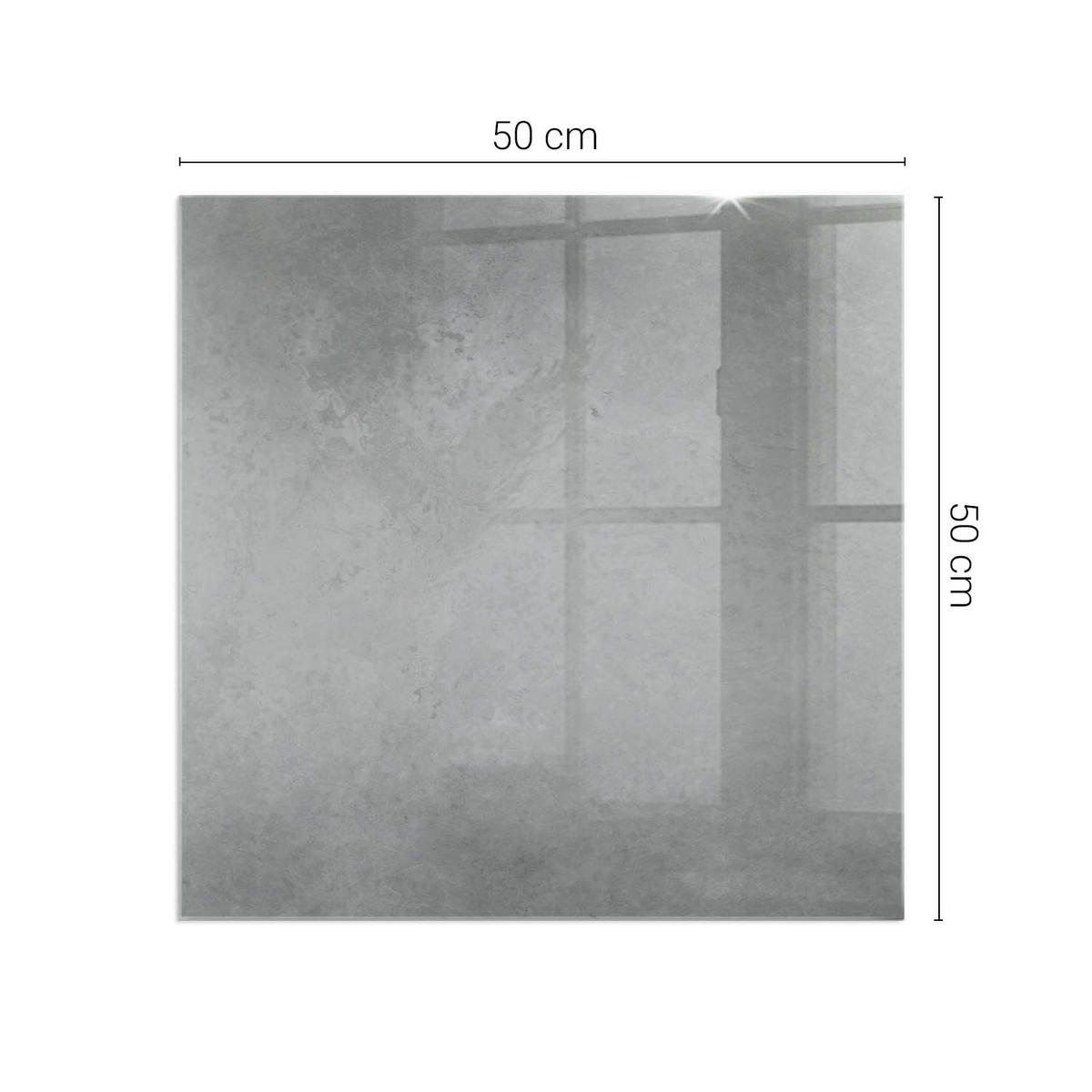 GLASPLATTE für Kamin 50 × 50 cm Grau - Grau, Glas (50/50/0.4cm) - ArtPrintCave