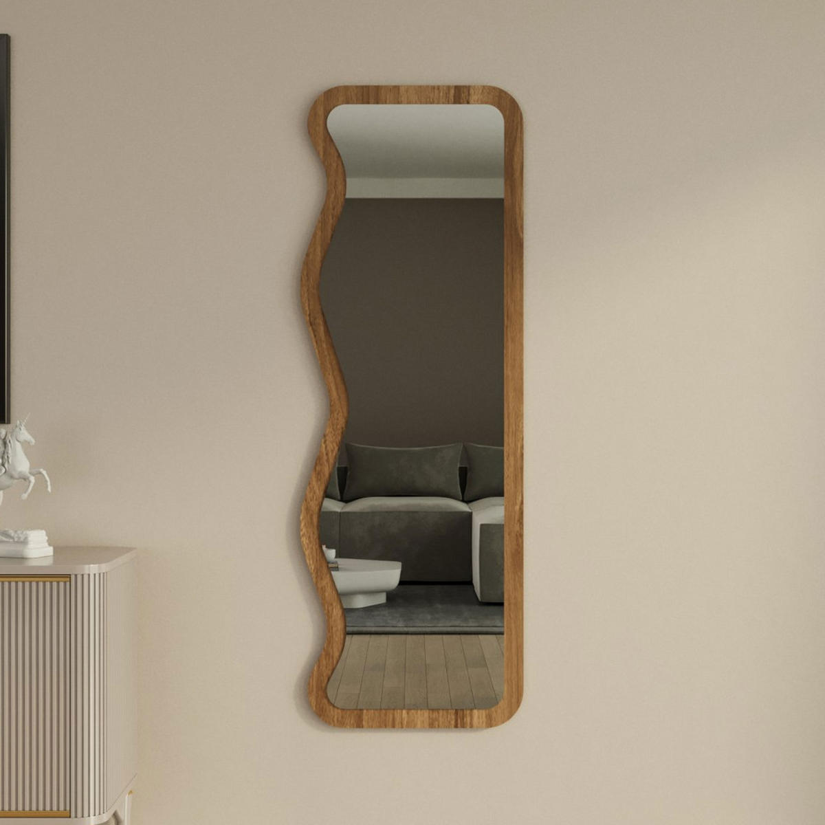 STANDSPIEGEL aus Holz 50x160cm - Ronda - Dunkles Holz - Nussbaumfarben, Holz (50/160/2.2cm) - Drawer