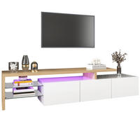 TV-ELEMENT mit LED 197,5 x 39 x 42 cm Weiß Holzoptik - Weiß, Glas (39/42/197.5cm) - Beauniv