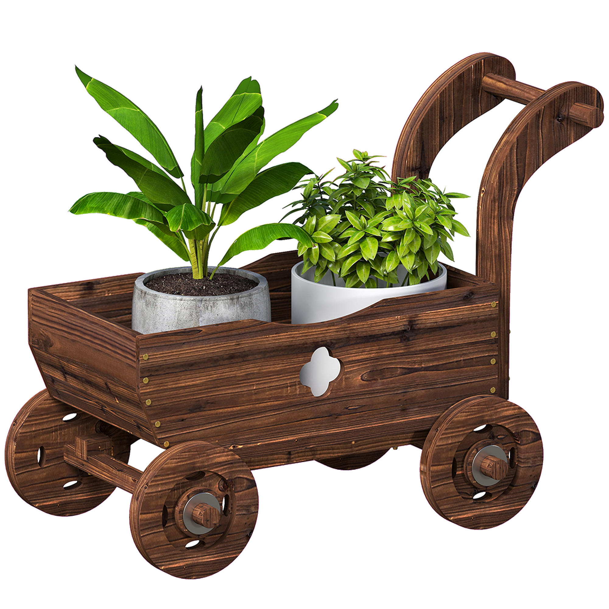 HOCHBEET DE-05361 Wagenform, mit Rädern & Griff Holz - Naturfarben, Holz (68/52/38cm) - ComfortXL
