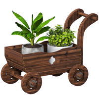 HOCHBEET DE-05361 Wagenform, mit Rädern & Griff Holz - Naturfarben, Holz (68/52/38cm) - ComfortXL