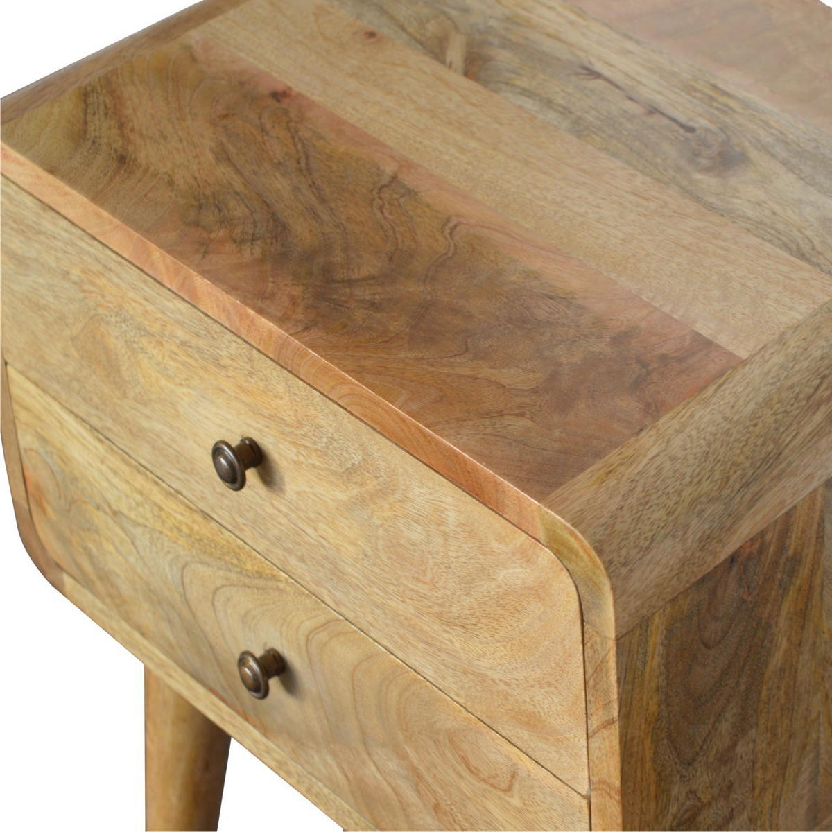 NACHTTISCH mit 2 Schubladen - Messingfarben/Braun, Holz/Metall (45/55/35cm) - Artisan Furniture
