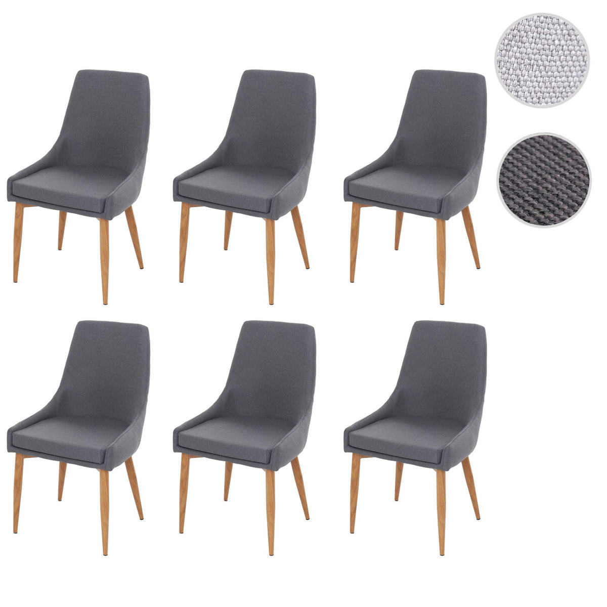 ESSZIMMERSTUHL Grau 6er-Set - Grau, Textil (50/89/60cm) - MCW