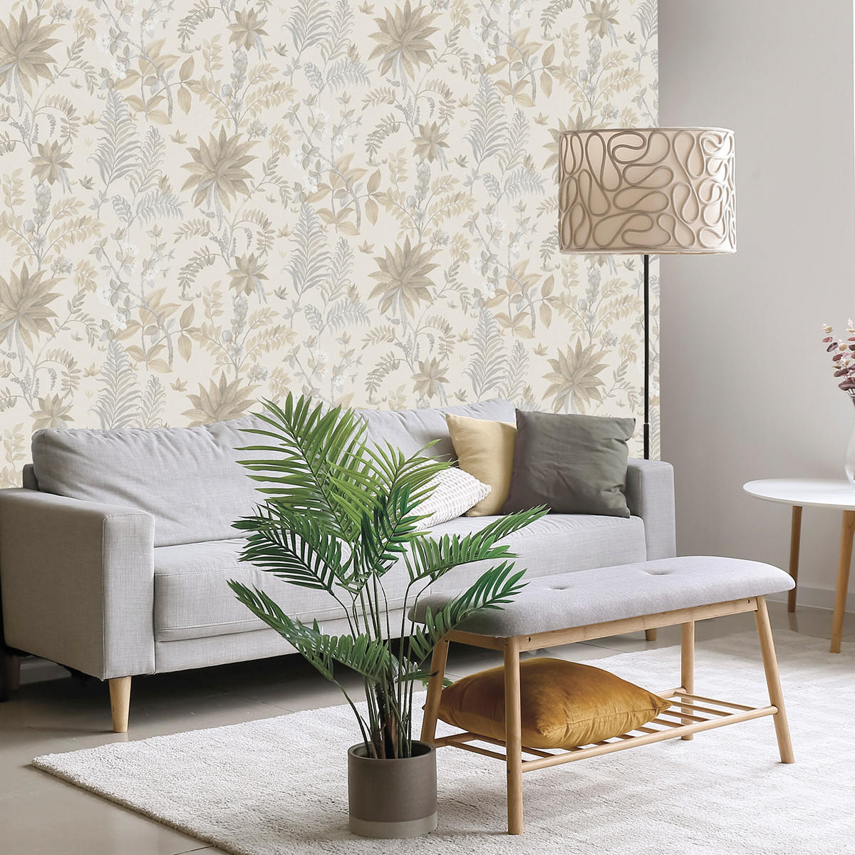 TAPETE tropische Blätter 53 cm x 10,05 m - Beige, Papier (53/1000cm) - Sanders & Sanders